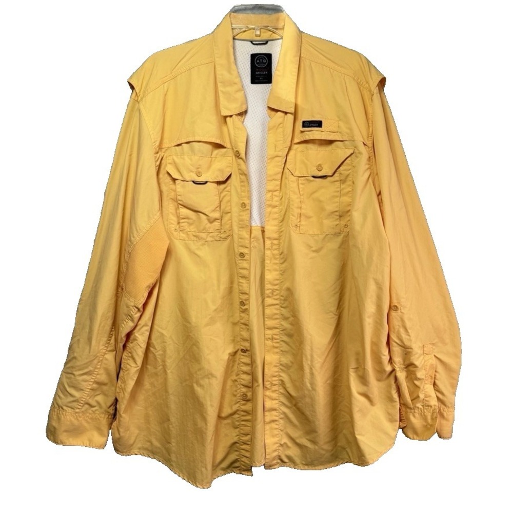 Wrangler Angler Fishing Shirt Mens XL Yellow Vented Fisherman Gorpcore Outdoor